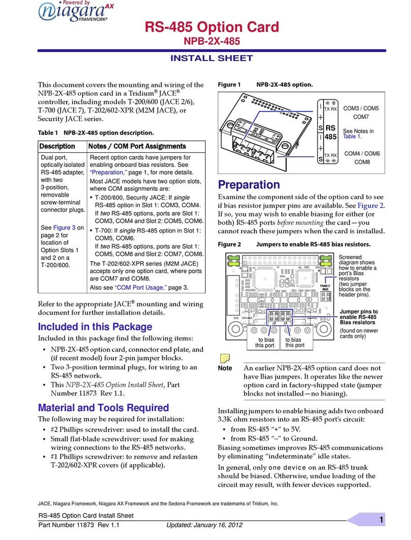 Niagara NPB-2X-485 Install Sheet