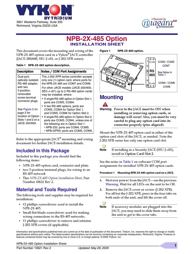 Tridium Vykon NPB-2X-485 Assembly instructions