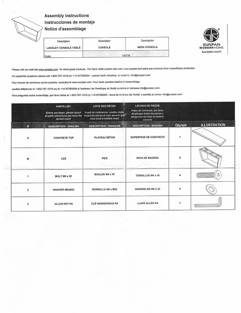 SUNPAN LANGLEY CONSOLE TABLE 100776 User manual