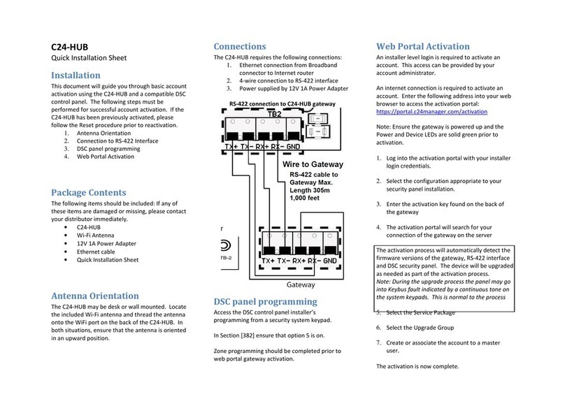 DSC C24-HUB Quick installation sheet
