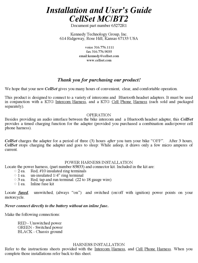 Kennedy CellSet MC/BT2 Installation and user guide Kennedy CellSet MC/BT2 Installation and user guide