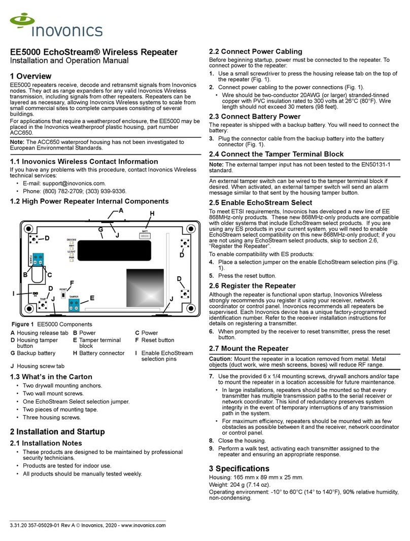 Inovonics EchoStream EE5000 Installation and operation manual