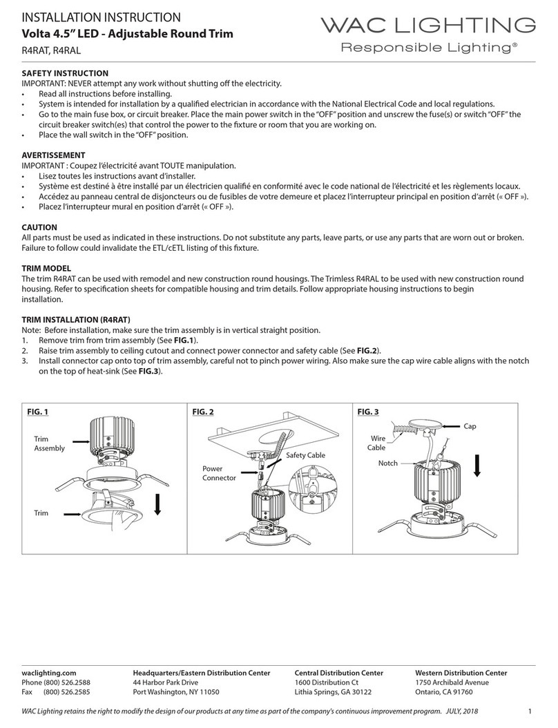 WAC Lighting Volta R4RAT Installation instruction