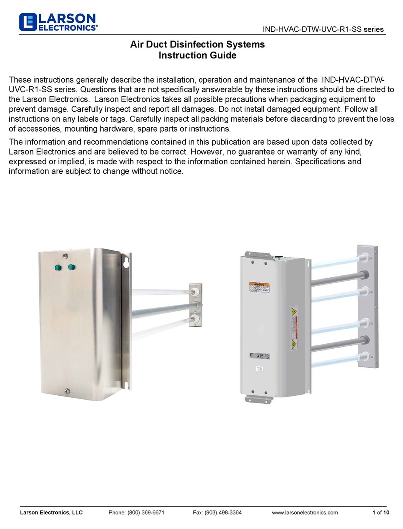 Larson Electronics IND-HVAC-DTW-UVC-R1-SS Series Instruction guide