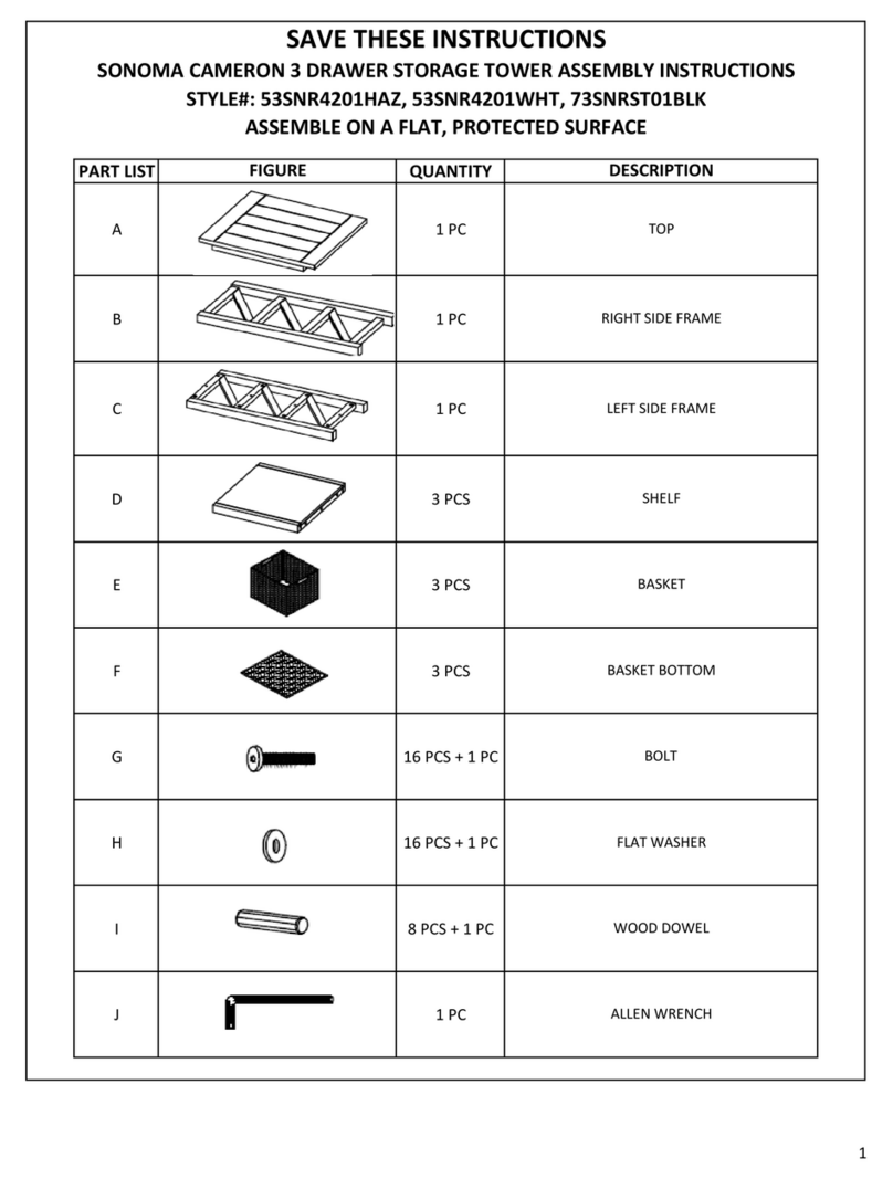 Kohl's SONOMA CAMERON 3 DRAWER STORAGE TOWER Assembly instructions Kohl's SONOMA CAMERON 3 DRAWER STORAGE TOWER Assembly instructions