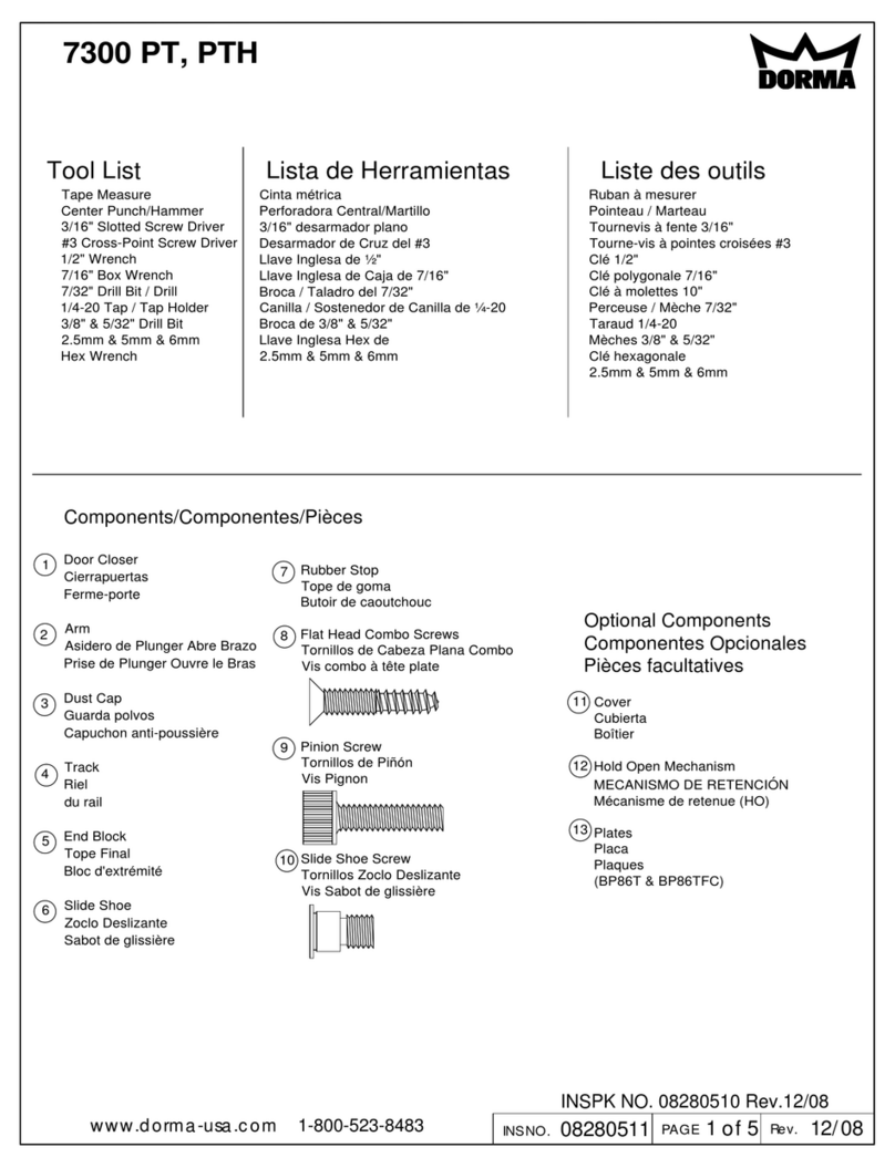 Dorma 7300 PT User manual