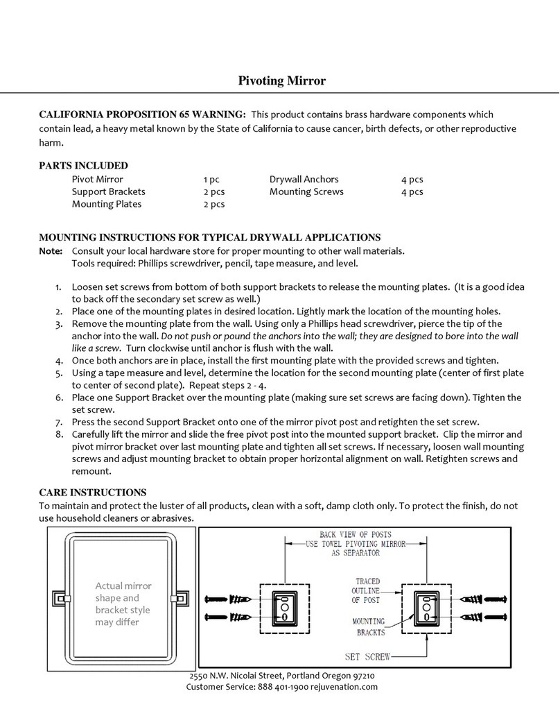 Rejuvenation Pivoting Mirror instructions