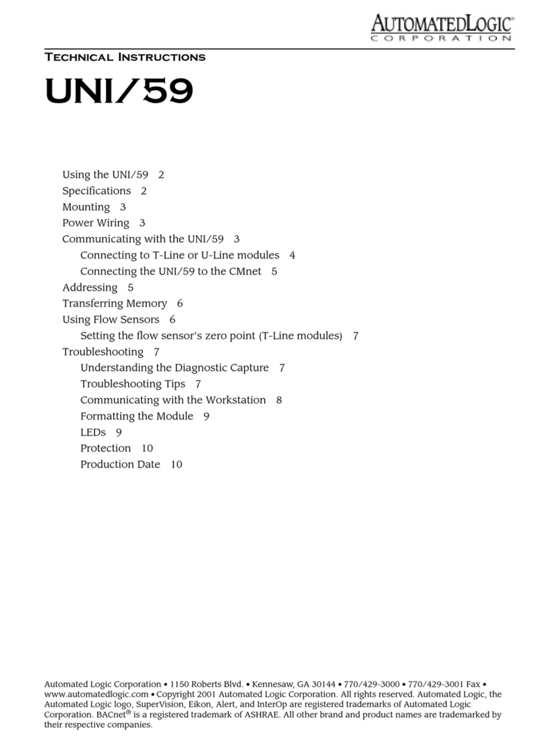 Automated Logic UNI/59 Owner's manual