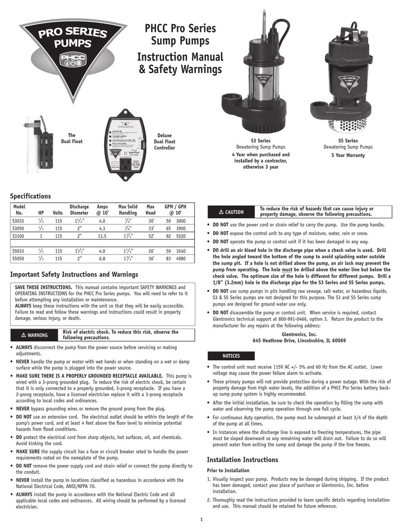 PHCC Pro S3 Series Instruction manual & safety warnings