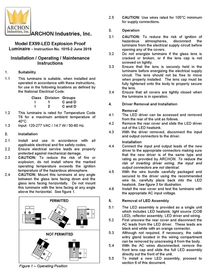 Archon EX99-LED Installation, operating, & maintenance instructions Archon EX99-LED Installation, operating, & maintenance instructions