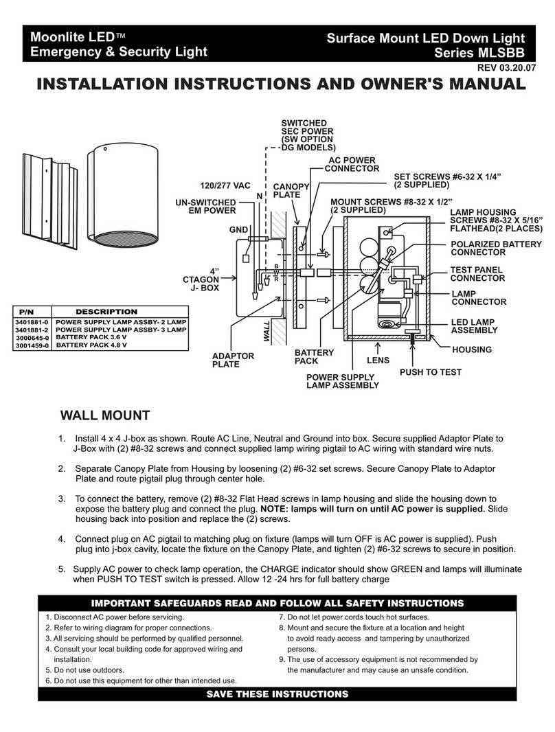 Signtex Lighting Moonlite LED MLSBB Series Quick start guide