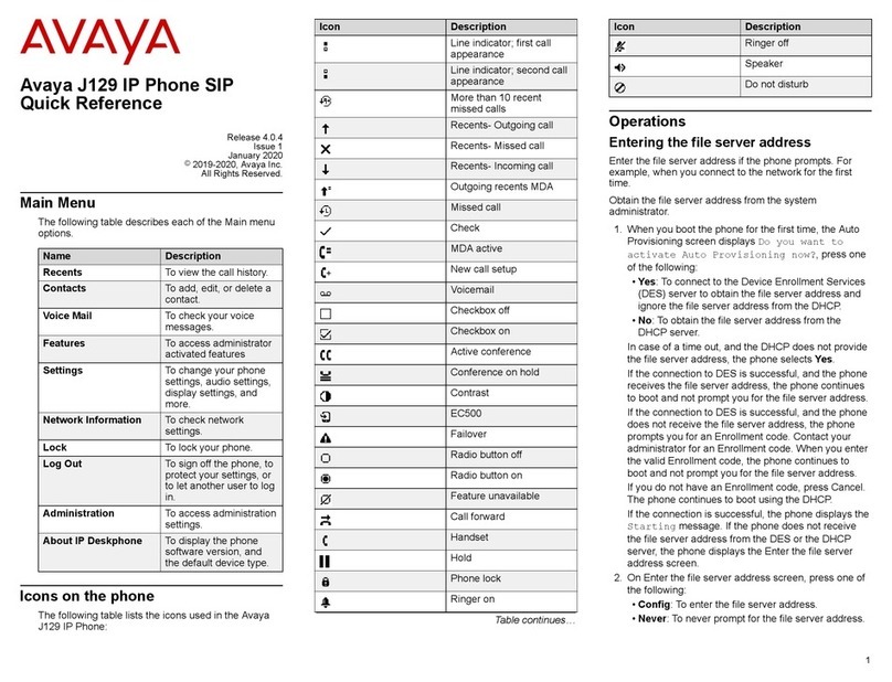Avaya J129 User manual