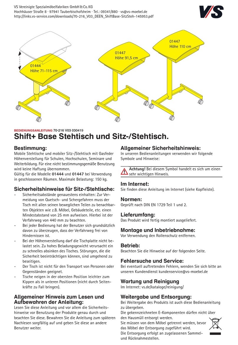 VS Vereinigte Spezialmöbelfabriken 01444 operating instructions VS Vereinigte Spezialmöbelfabriken 01444 operating instructions