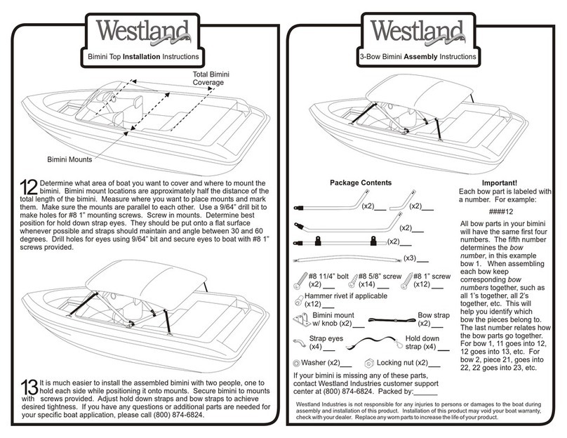 Westland 3-Bow Bimini Assembly instructions