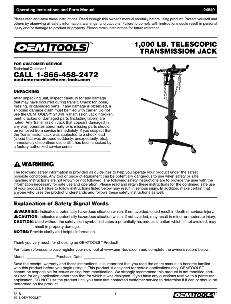 OEM Tools 24840 Operating instructions and parts manual