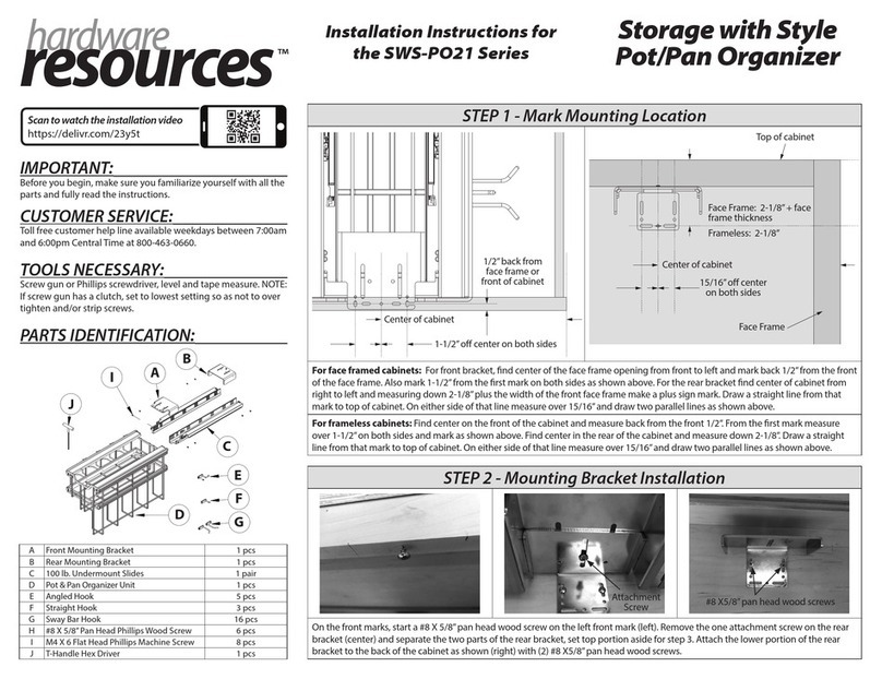 HARDWARE RESOURCES SWS-PO21 Series installation instructions