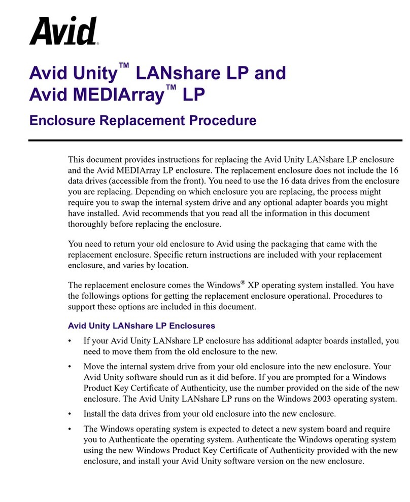 Avid Technology Unity LANshare LP Replacement procedure