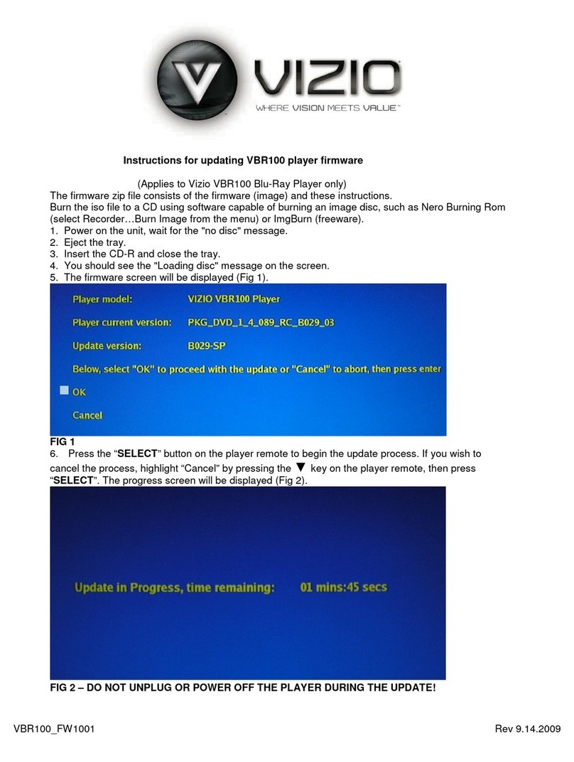 Vizio VBR100 - Blu-Ray Disc Player instructions