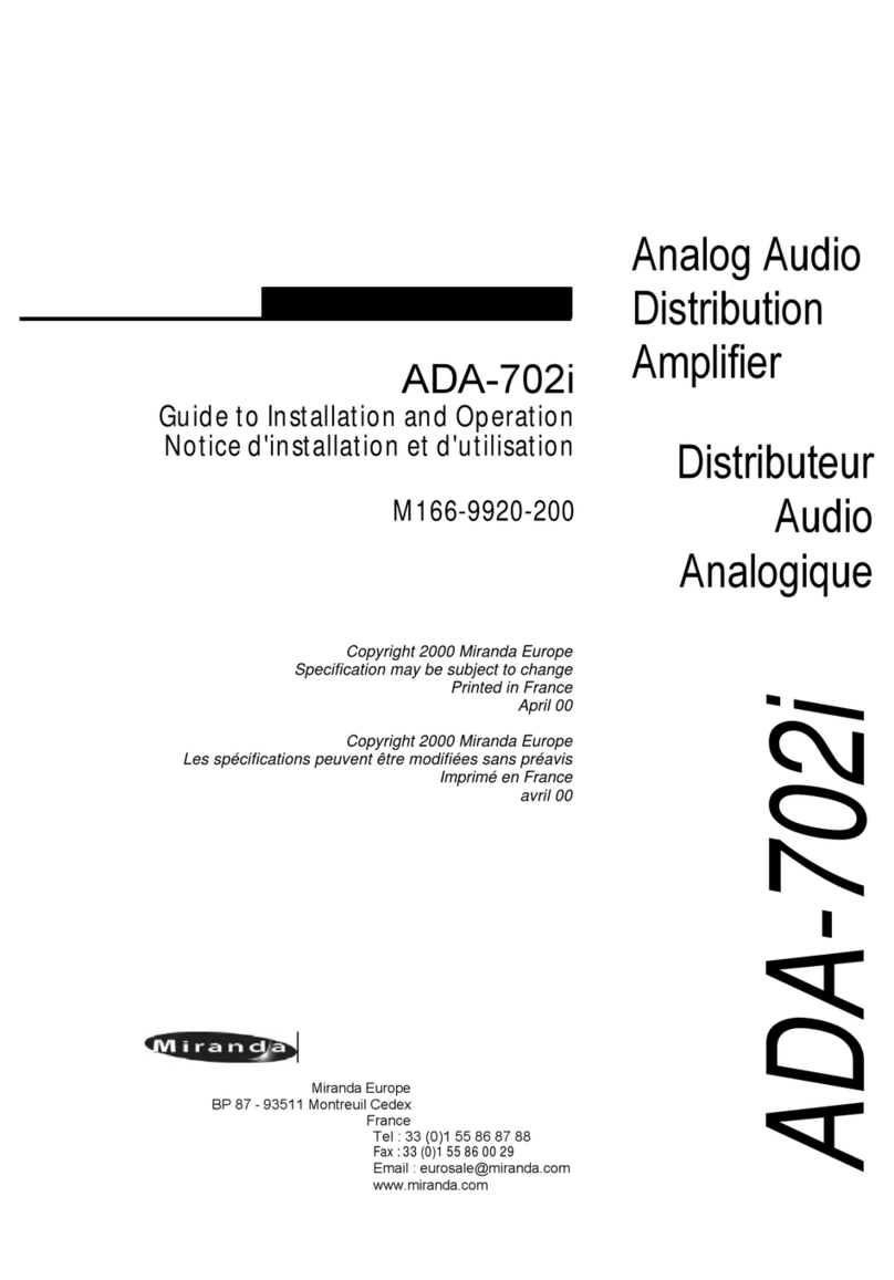 Miranda ADA-702i Guide to installation and operation Miranda ADA-702i Guide to installation and operation