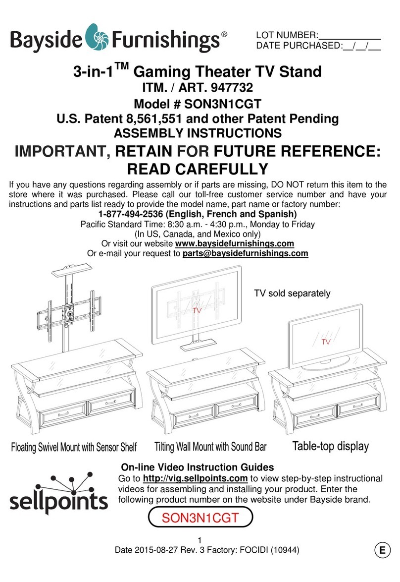 Bayside Furnishings SON3N1CGT User manual Bayside Furnishings SON3N1CGT User manual