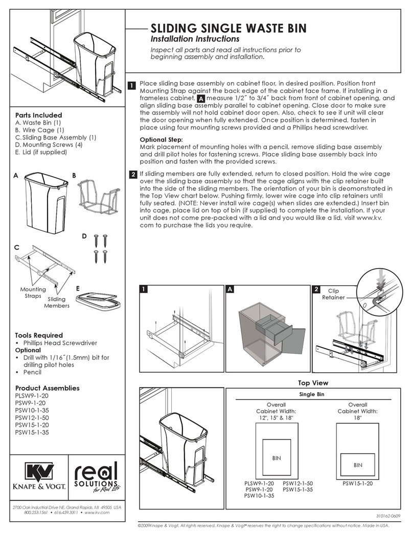 Knape&Vogt Real Solutions for Real Life PLSW9-1-20 installation instructions