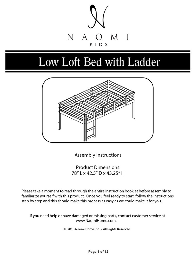 Naomi Kids Low Loft Bed with Ladder Assembly instructions