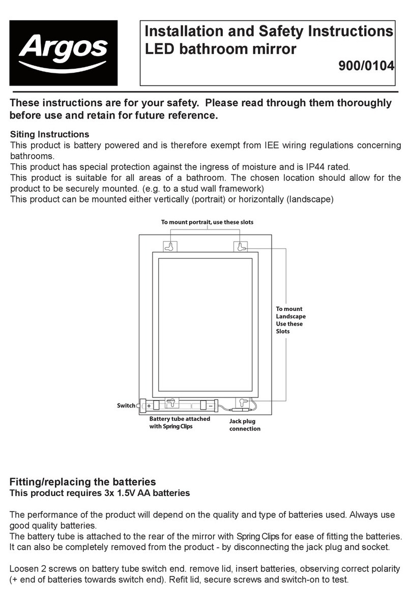 Argos 900/0104 Installation and safety instructions