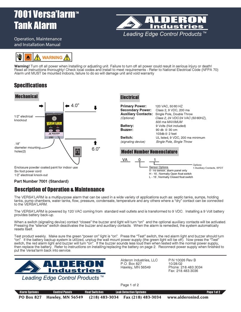 Alderon Industries 7001 Versa’larm User manual Alderon Industries 7001 Versa’larm User manual