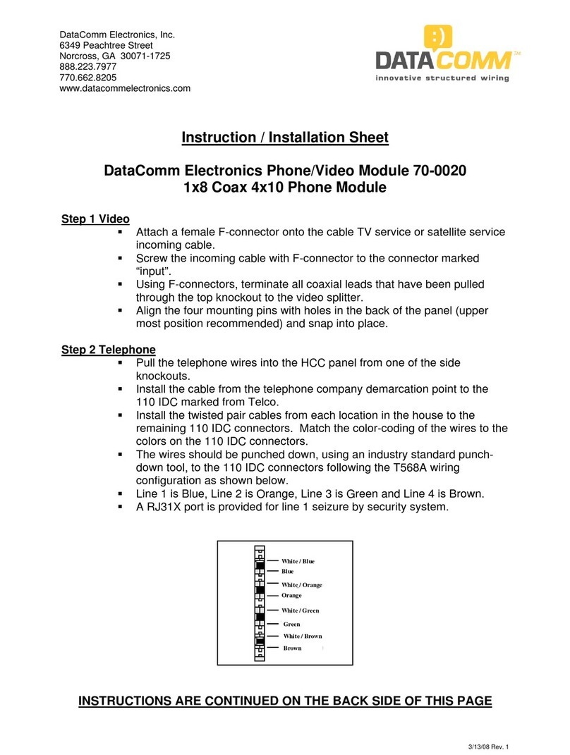 DataComm 70-0020 Instruction and Installation Sheet