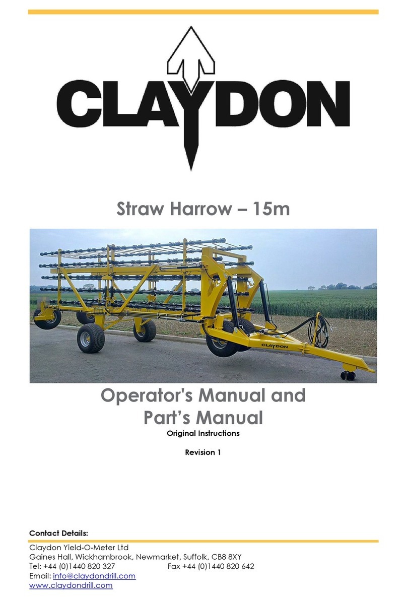 Claydon 15m Straw Harrow Operator's manual and part's manual Claydon 15m Straw Harrow Operator's manual and part's manual