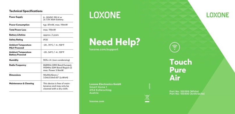 LOXONE Touch Pure Air Series quick start guide
