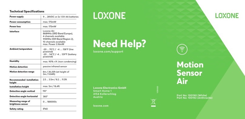 LOXONE Motion Sensor Air Series quick start guide