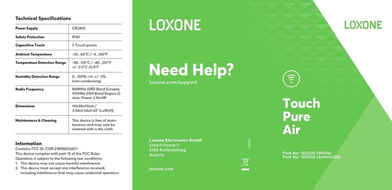 LOXONE Touch Pure Air Series quick start guide