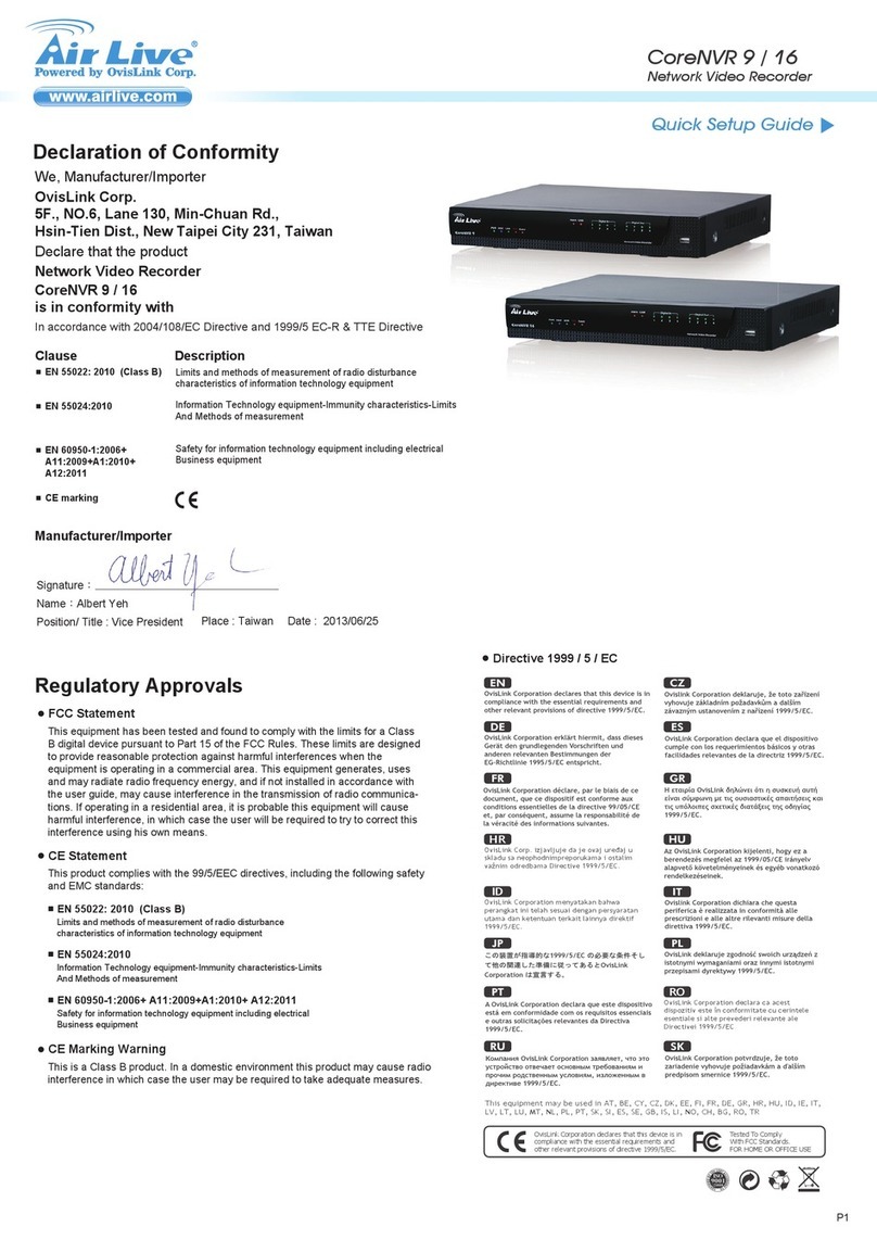 Ovislink Air Live CoreNVR 9 Quick setup guide