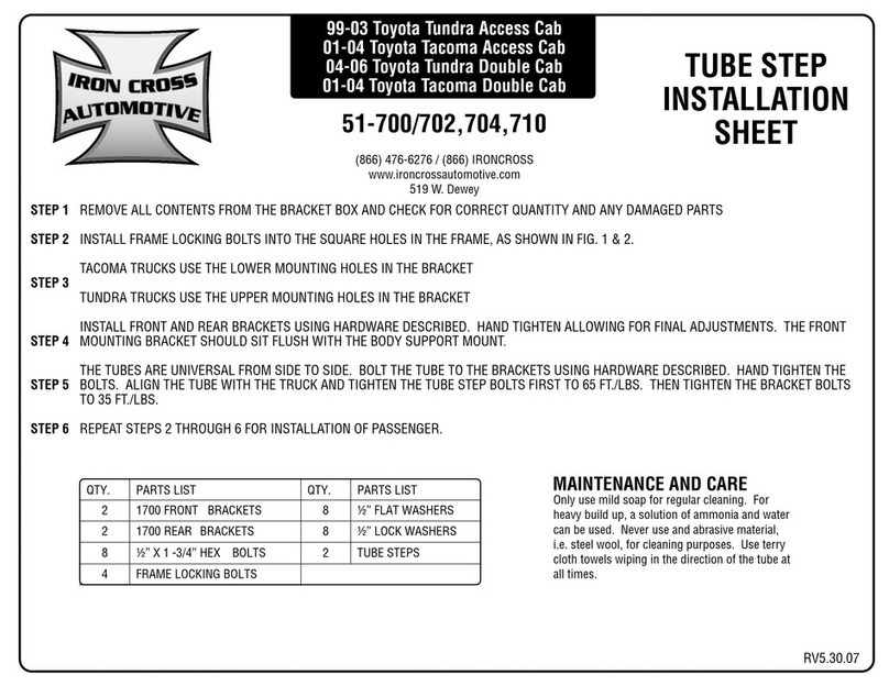 Iron Cross Automotive 51-700 Installation sheet