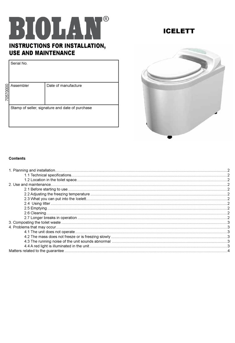 BIOLAN ICELETT Instructions for installation, use and maintenance