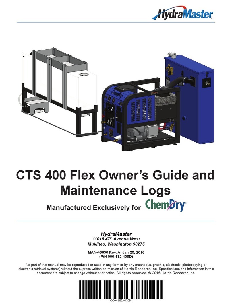 HydraMaster ChemDry CTS 400 Flex Owner's Guide and Maintenance Logs HydraMaster ChemDry CTS 400 Flex Owner's Guide and Maintenance Logs