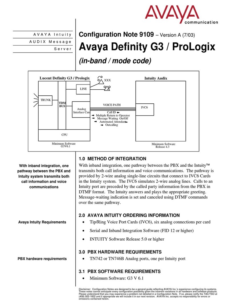 Avaya Definity G3 / ProLogix Quick start guide