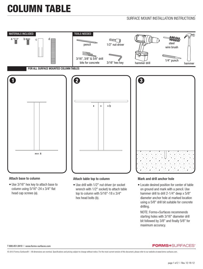 Forms + Surfaces COLUMN TABLE installation instructions Forms + Surfaces COLUMN TABLE installation instructions