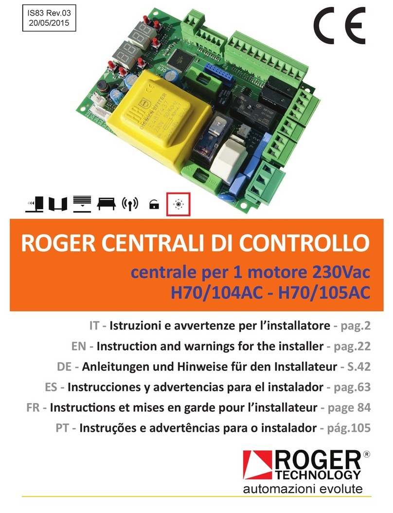 Roger Technology H70/104AC Instruction and warnings for the installer