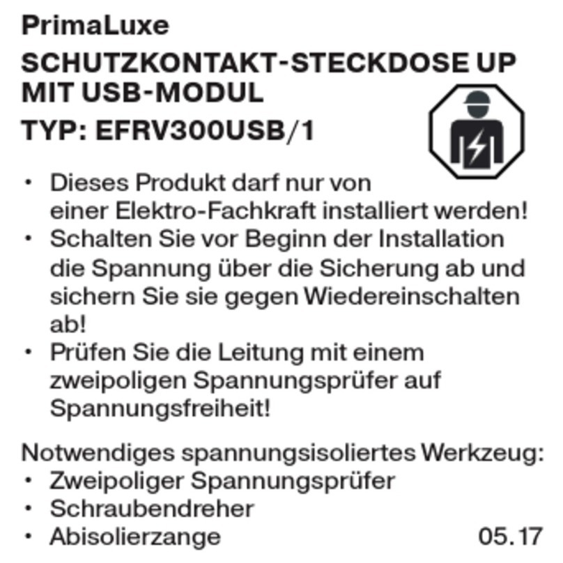 REV Ritter PRIMALUXE EFRV300USB/1 User manual
