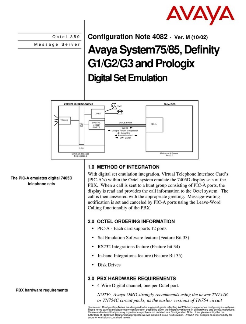 Avaya System 75 Configuration note