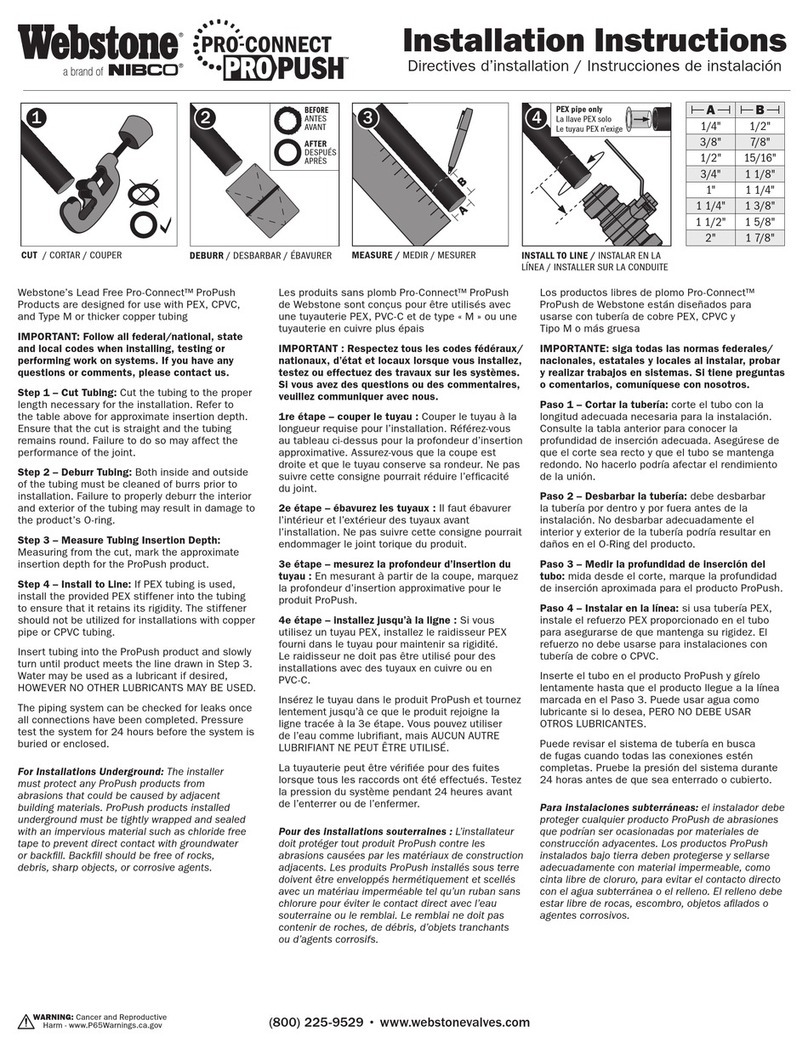 Nibco Webstone Pro-Connect ProPush Series User manual Nibco Webstone Pro-Connect ProPush Series User manual