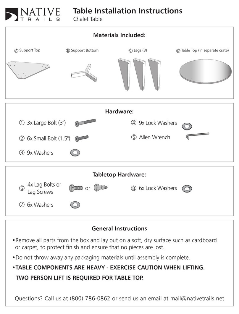 Native Trails Chalet Table User manual