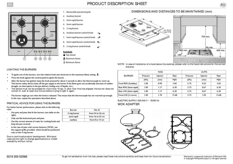 Whirlpool GMF6422 Product description sheet