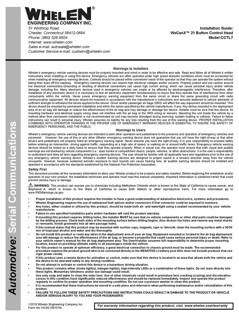 Whelen Engineering Company WeCanX CCTL7 installation guide