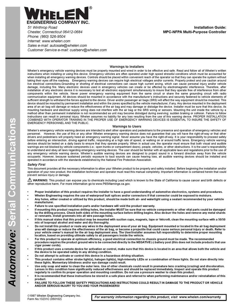 Whelen Engineering Company MPC-NFPA installation guide