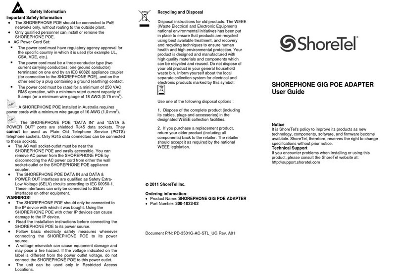 SHORE TEL SHOREPHONE POE manual