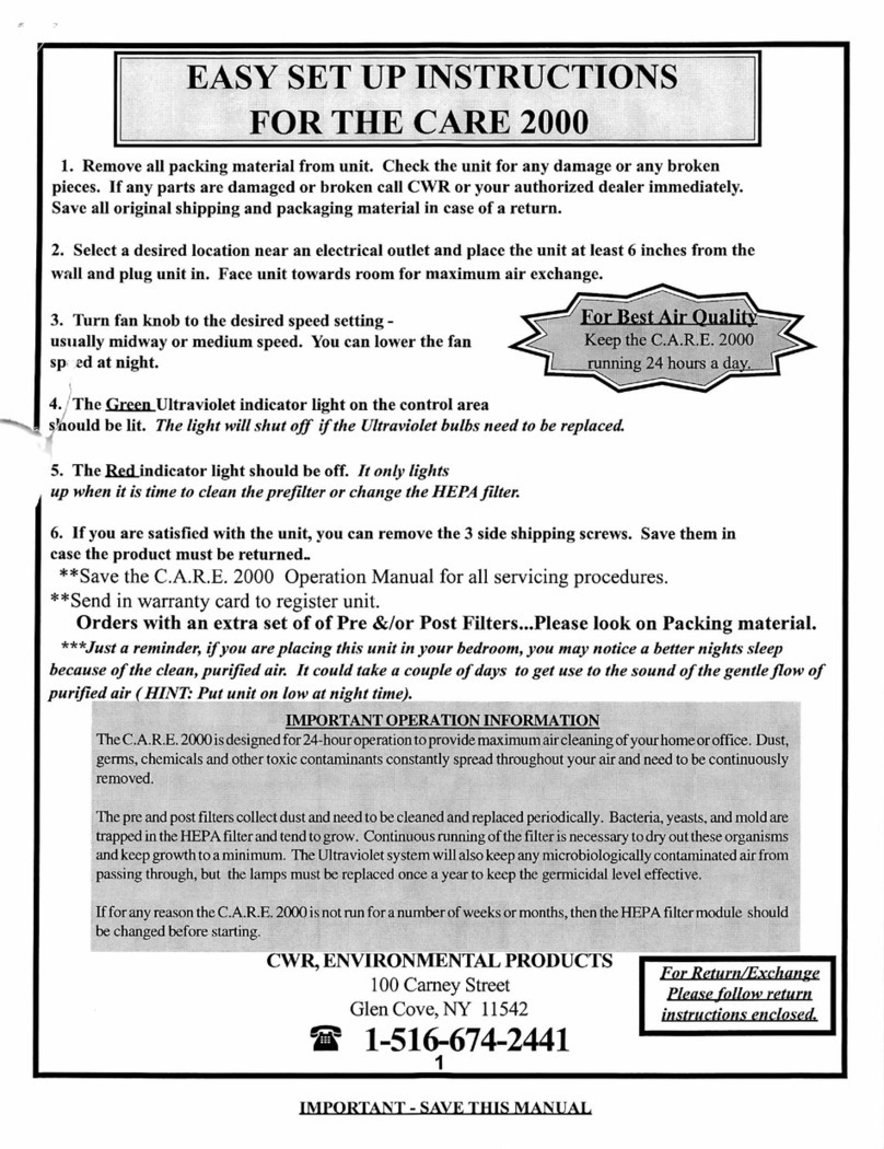 CWR CARE 2000 Easy Setup instructions