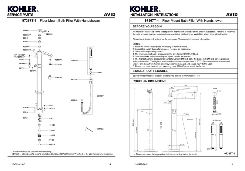 Kohler AVID 97367T-4 User manual
